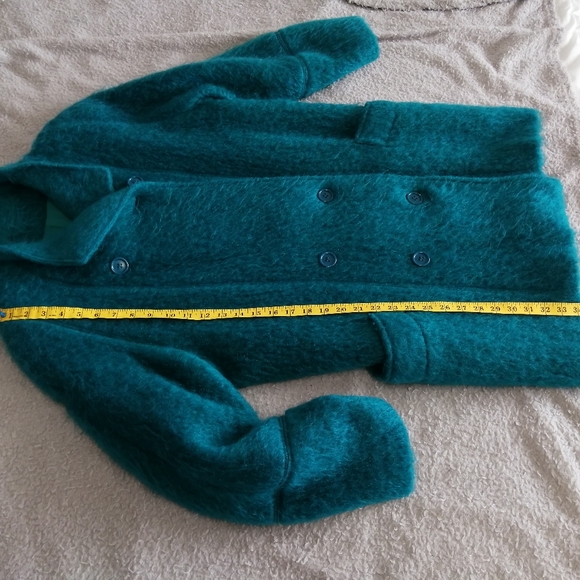 Vintage Paul Levy Mohair Wool Coat in Teal Blue. - Picture 12 of 16